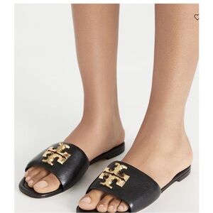Tory Burch gold and black slide sandals size 5